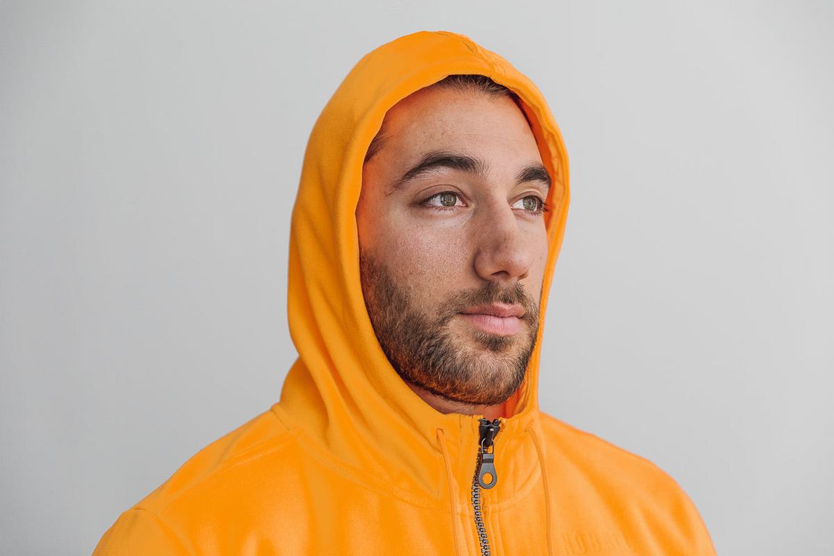 Nobull Arctic Zip-up Neon Men's Jackets Orange | Australia (NK3206)